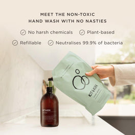 Non-toxic eco hand wash made with plant-based, naturally derived ingredients that sanitise and neutralise 99.9% of bacteria