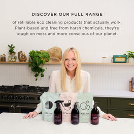 Kit & Kin eco-friendly cleaning product range with Emma Bunton, plant-based non-toxic cleaners for family homes