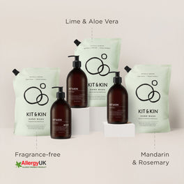 Kit & Kin fragrance-free eco hand wash that is hypoallergenic and approved by Allergy UK, ideal for sensitive skin and eczema-prone hands