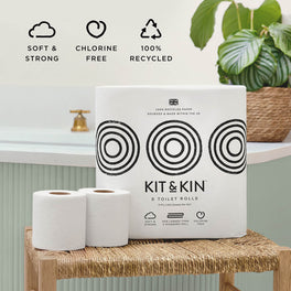 Soft and strong chlorine-free and non-toxic toilet roll by Kit & Kin, gentle and effective for daily use